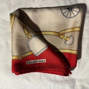 celine silk sq red tan carriage brand bridal print unisex